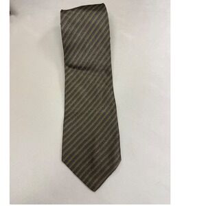 Lancel Vintage Silk Tie Brown Gold Excellent Italy Diagonal Stripe EUC Rare Lux